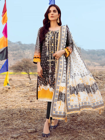 Edenrobe EWU22V1 23647 Black Multi Khayal Summer Lawn 2022 Online Shopping